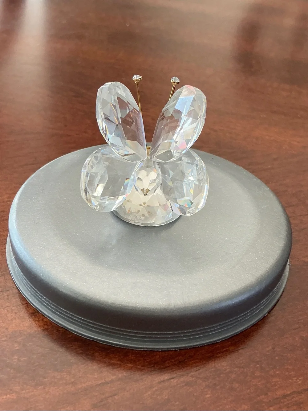 Swarovski Crystal Butterfly Lid Knob on Gray Base